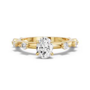 Image for Oval Four Prong Ring with Floating Station band