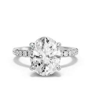 Image for Oval Four Prong Ring with French Pave band