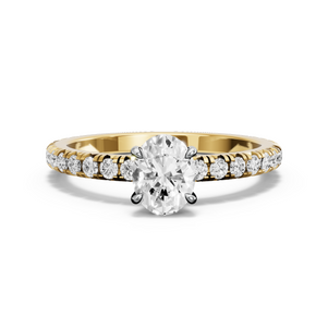 Image for Oval Four Prong Ring with French Pave band