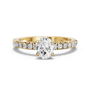 Image for Oval Four Prong Ring with French Pave band