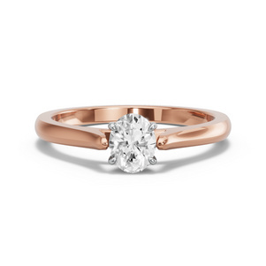 Image for Oval Four Prong Ring with Knife Edge Cathedral band