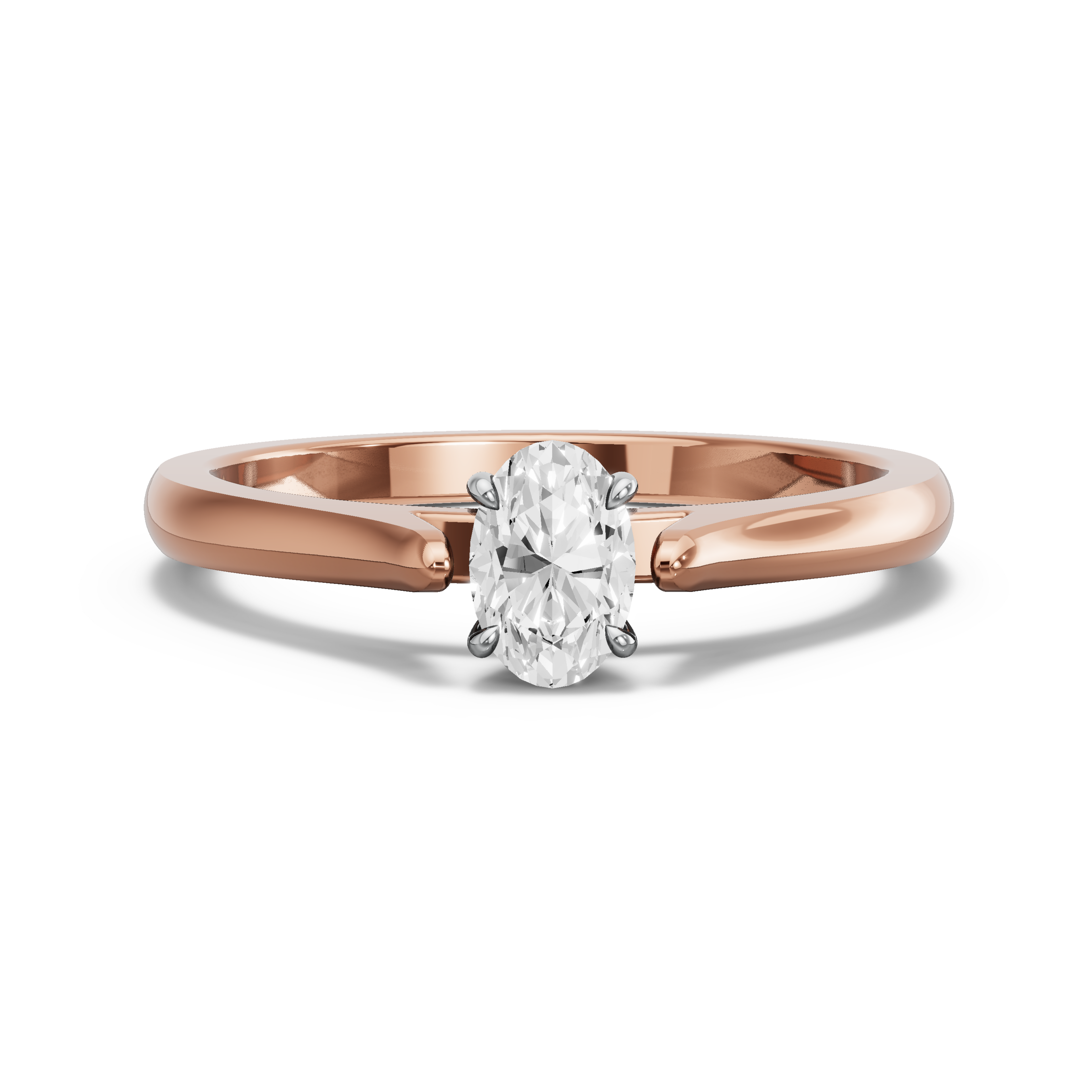 Image for Oval Four Prong Ring with Knife Edge Cathedral band in 18K Two Tone Rose Gold