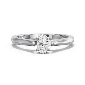 Image for Oval Four Prong Ring with Knife Edge Cathedral band in 950 Platinum