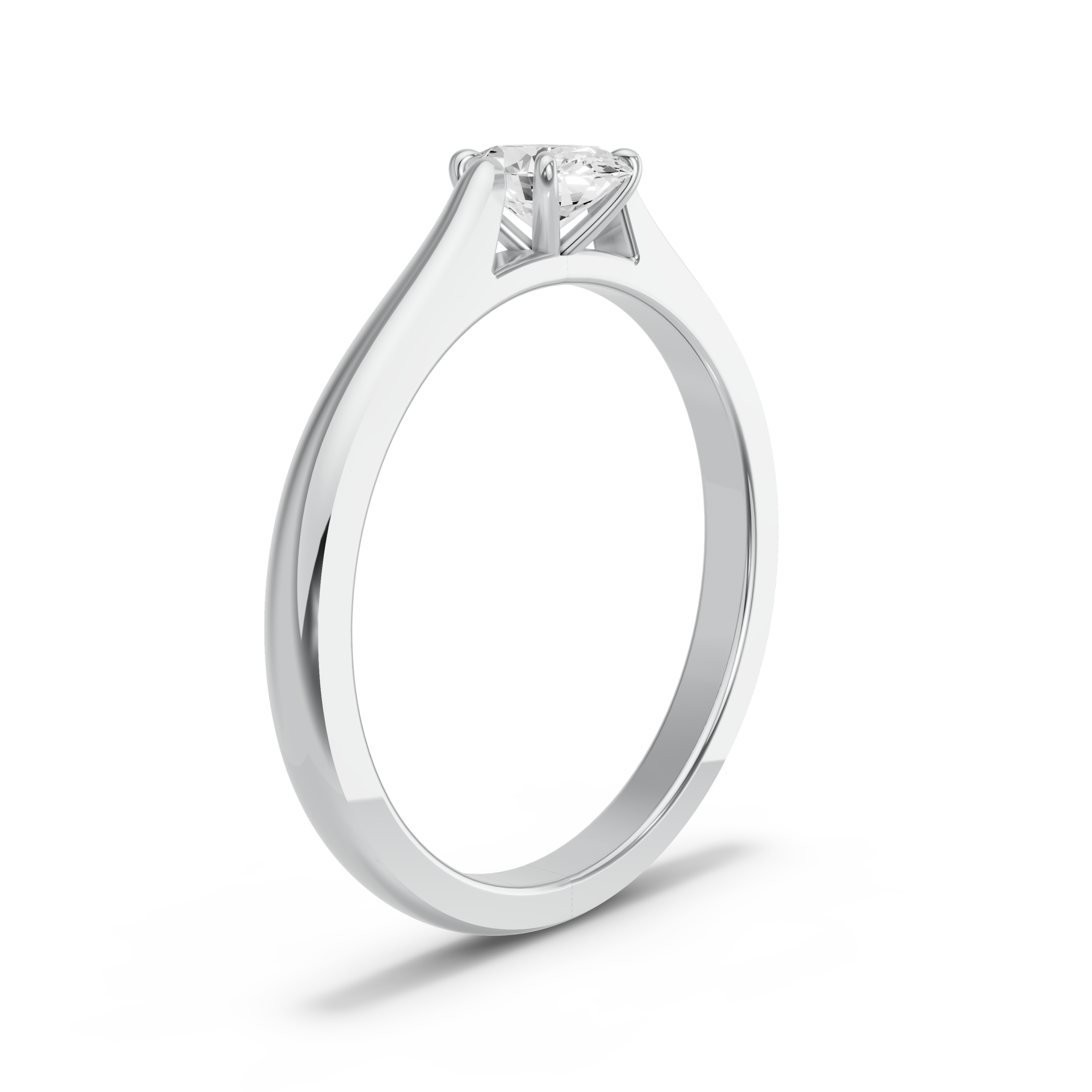 Image for Oval Four Prong Ring with Knife Edge Cathedral band in 10K White Gold