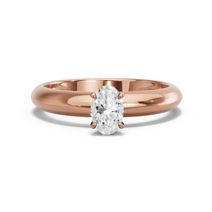 Image for Oval Four Prong Ring with Knife Edge Solitaire band in 18K Rose Gold