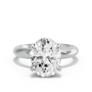 Image for Oval Four Prong Ring with Knife Edge Solitaire band