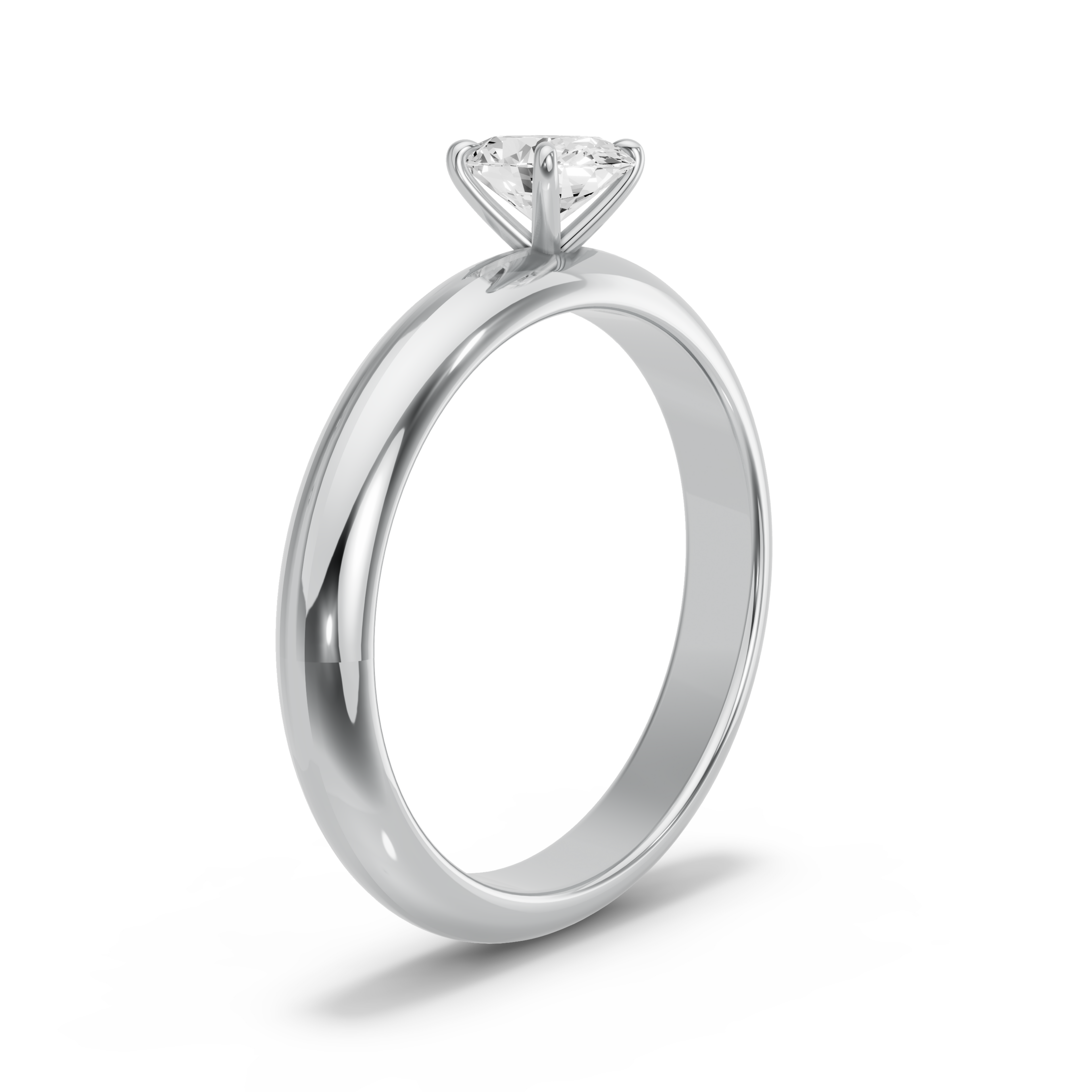 Image for Oval Four Prong Ring with Knife Edge Solitaire band in 14K White Gold