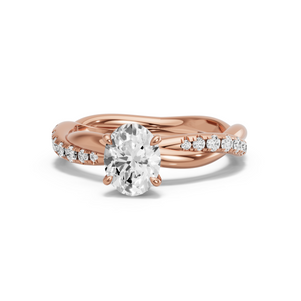 Image for Oval Four Prong Ring with Rope Pave band