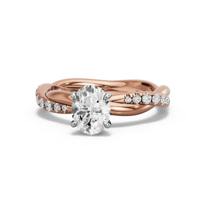 Image for Oval Four Prong Ring with Rope Pave band