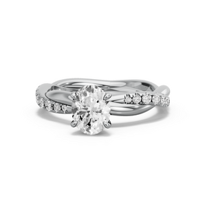 Image for Oval Four Prong Ring with Rope Pave band