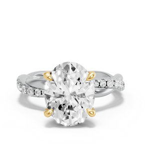Image for Oval Four Prong Ring with Rope Pave band