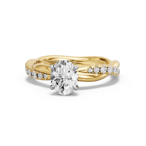 Image for Oval Four Prong Ring with Rope Pave band