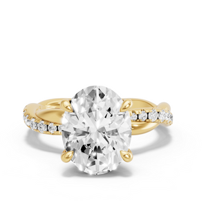 Image for Oval Four Prong Ring with Rope Pave band