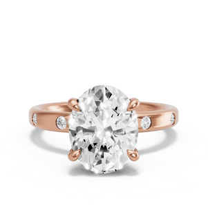 Image for Oval Four Prong Ring with Sleek Accent band