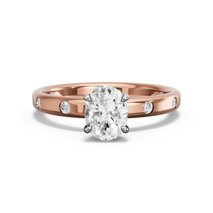 Image for Oval Four Prong Ring with Sleek Accent band