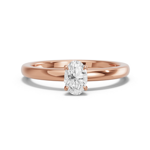 Image for Oval Four Prong Ring with Solitaire band in 10K Rose Gold