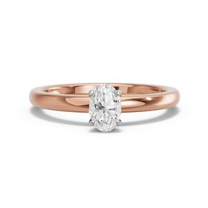 Image for Oval Four Prong Ring with Solitaire band in 14K Two Tone Rose Gold