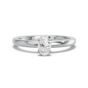 Image for Oval Four Prong Ring with Solitaire band in 18K White Gold