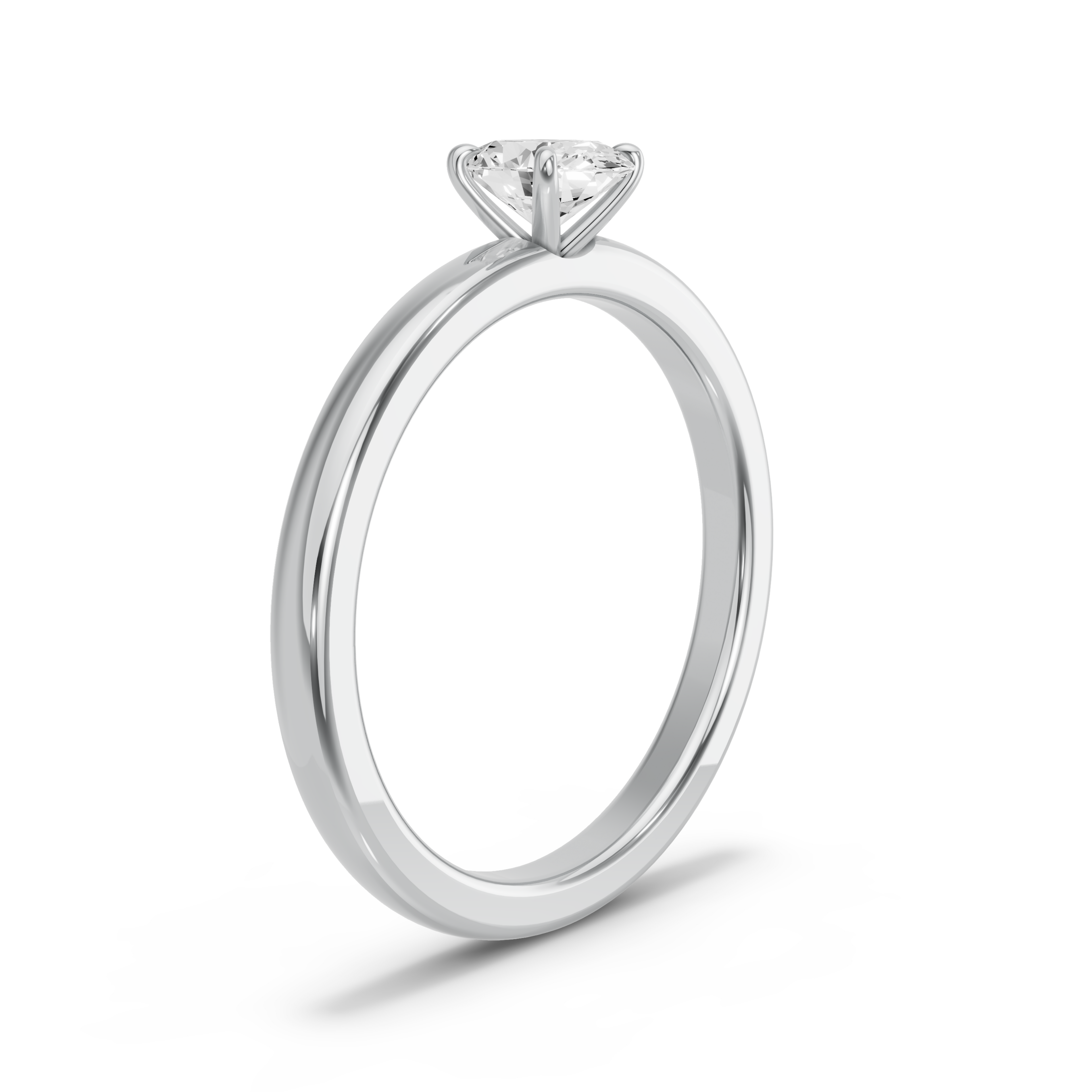 Image for Oval Four Prong Ring with Solitaire band in 18K White Gold