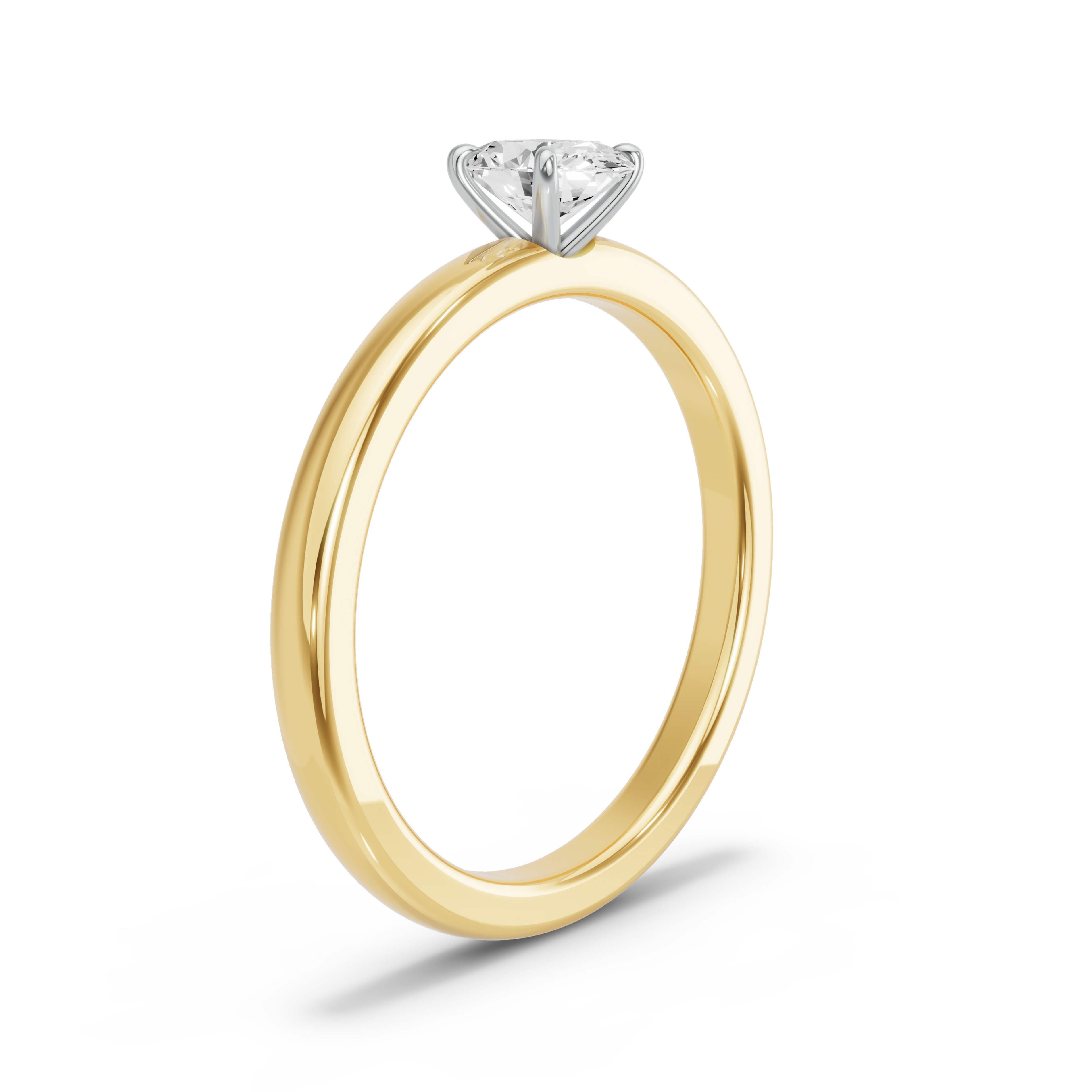 Image for Oval Four Prong Ring with Solitaire band in 18K Two Tone Yellow Gold