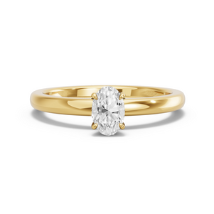 Image for Oval Four Prong Ring with Solitaire band in 14K Yellow Gold