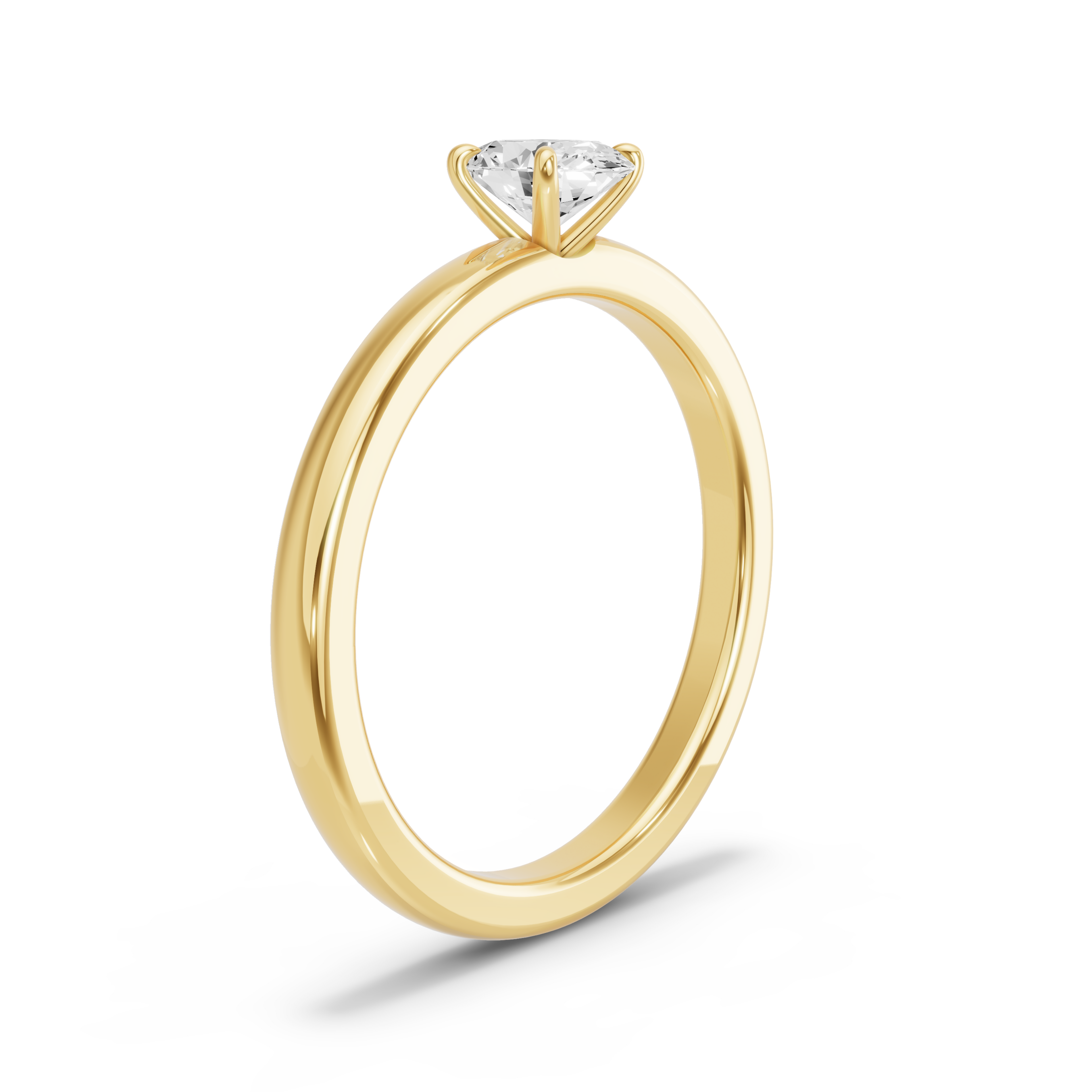 Image for Oval Four Prong Ring with Solitaire band in 14K Yellow Gold