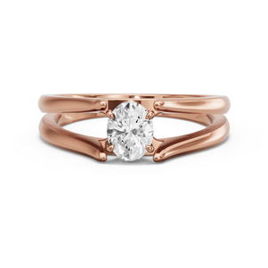 Image for Oval Four Prong Ring with Split Ring Solitaire band