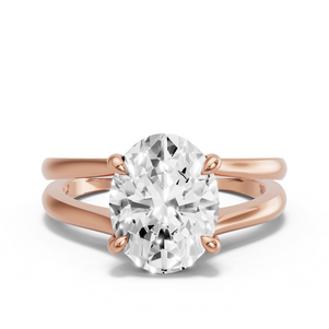 Image for Oval Four Prong Ring with Split Ring Solitaire band