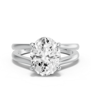 Image for Oval Four Prong Ring with Split Ring Solitaire band