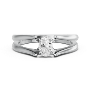 Image for Oval Four Prong Ring with Split Ring Solitaire band in 950 Platinum