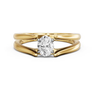 Image for Oval Four Prong Ring with Split Ring Solitaire band