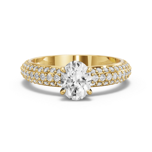 Image for Oval Four Prong Ring with Triple Row Pave band