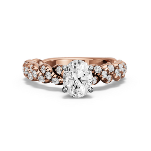 Image for Oval Four Prong Ring with Twist Pave band