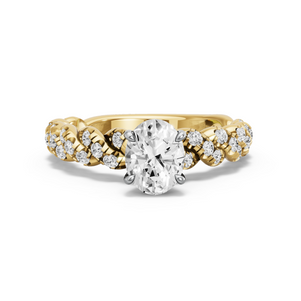 Image for Oval Four Prong Ring with Twist Pave band