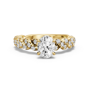 Image for Oval Four Prong Ring with Twist Pave band