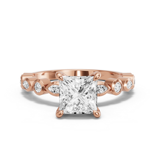 Image for Princess Four Prong Ring with Alternating Marquise band