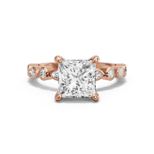 Image for Princess Four Prong Ring with Alternating Marquise band in 18K Yellow Gold