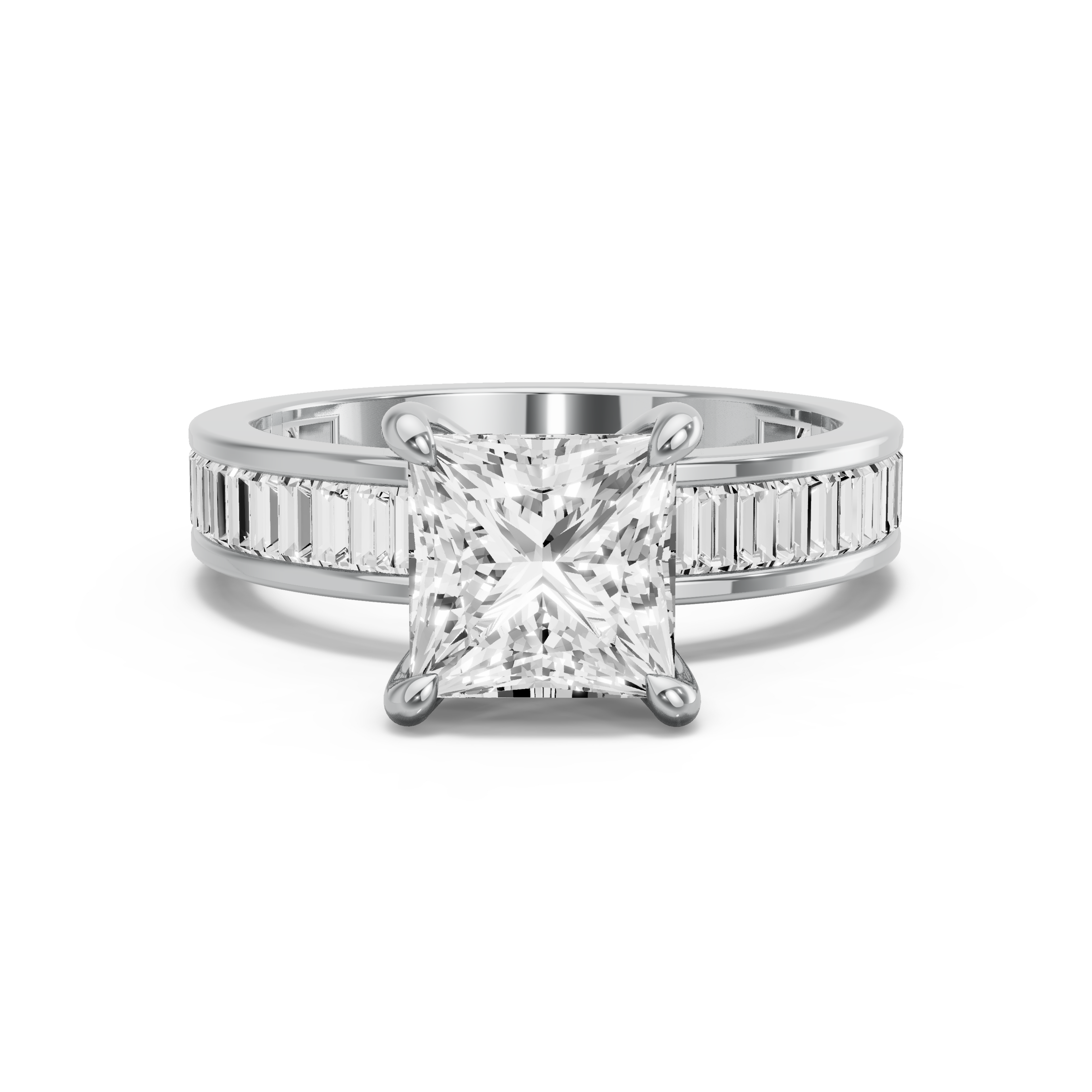 Image for Princess Four Prong Ring with Alternating Marquise band in 950 Platinum