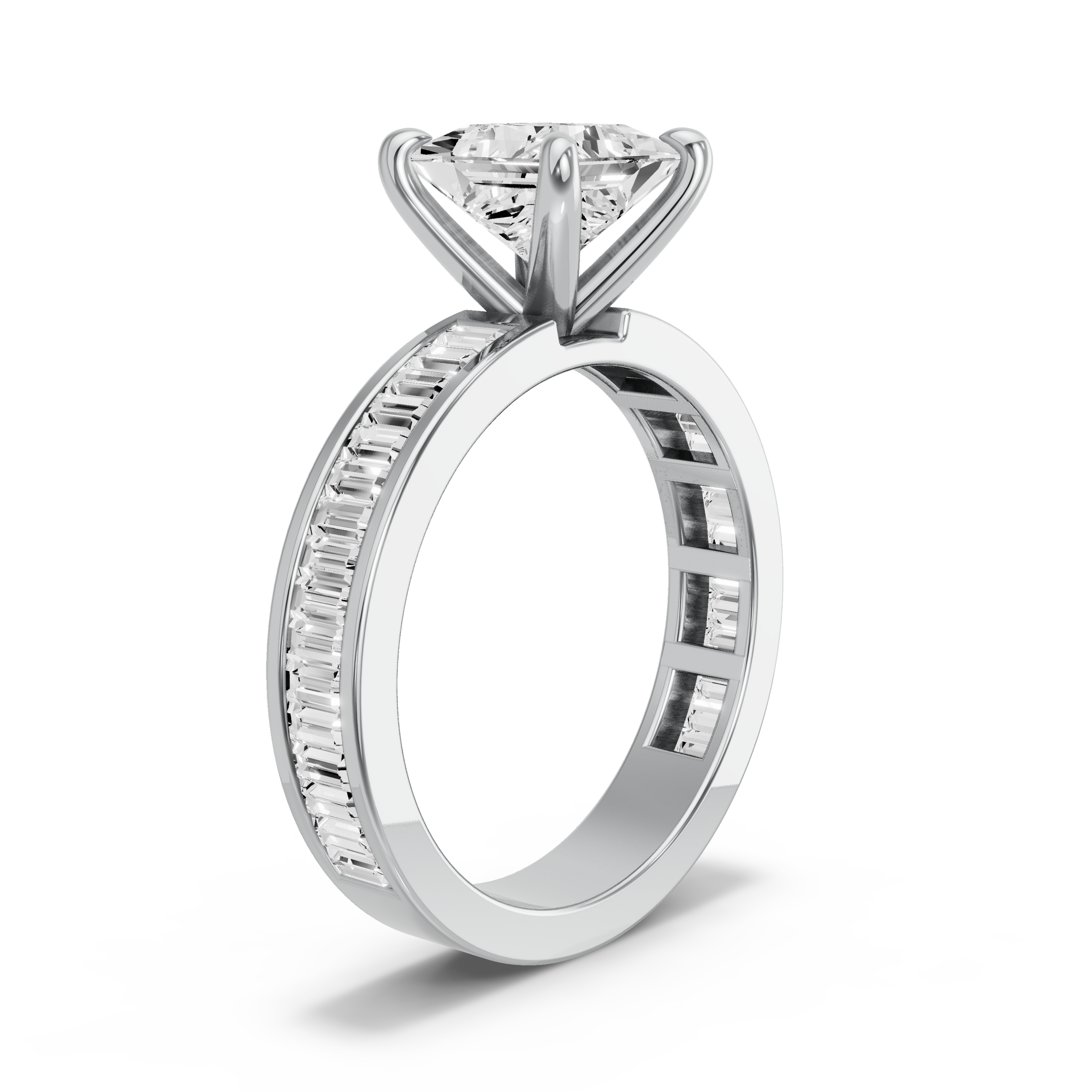 Image for Princess Four Prong Ring with Alternating Marquise band in 950 Platinum