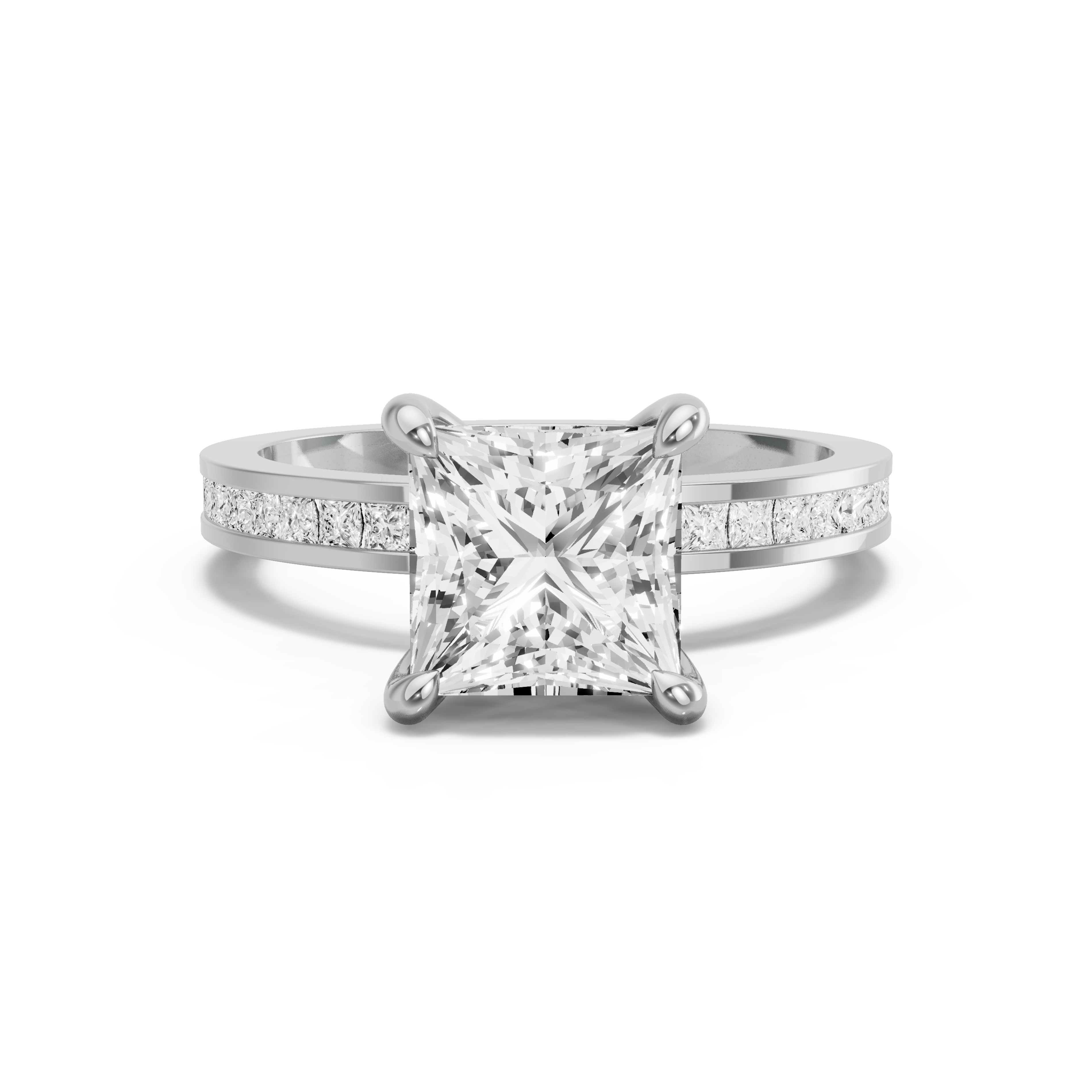 Image for Princess Four Prong Ring with Channel band in 10K Two Tone Rose Gold