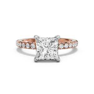Image for Princess Four Prong Ring with French Pave band