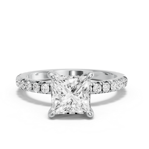 Image for Princess Four Prong Ring with French Pave band