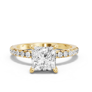 Image for Princess Four Prong Ring with French Pave band