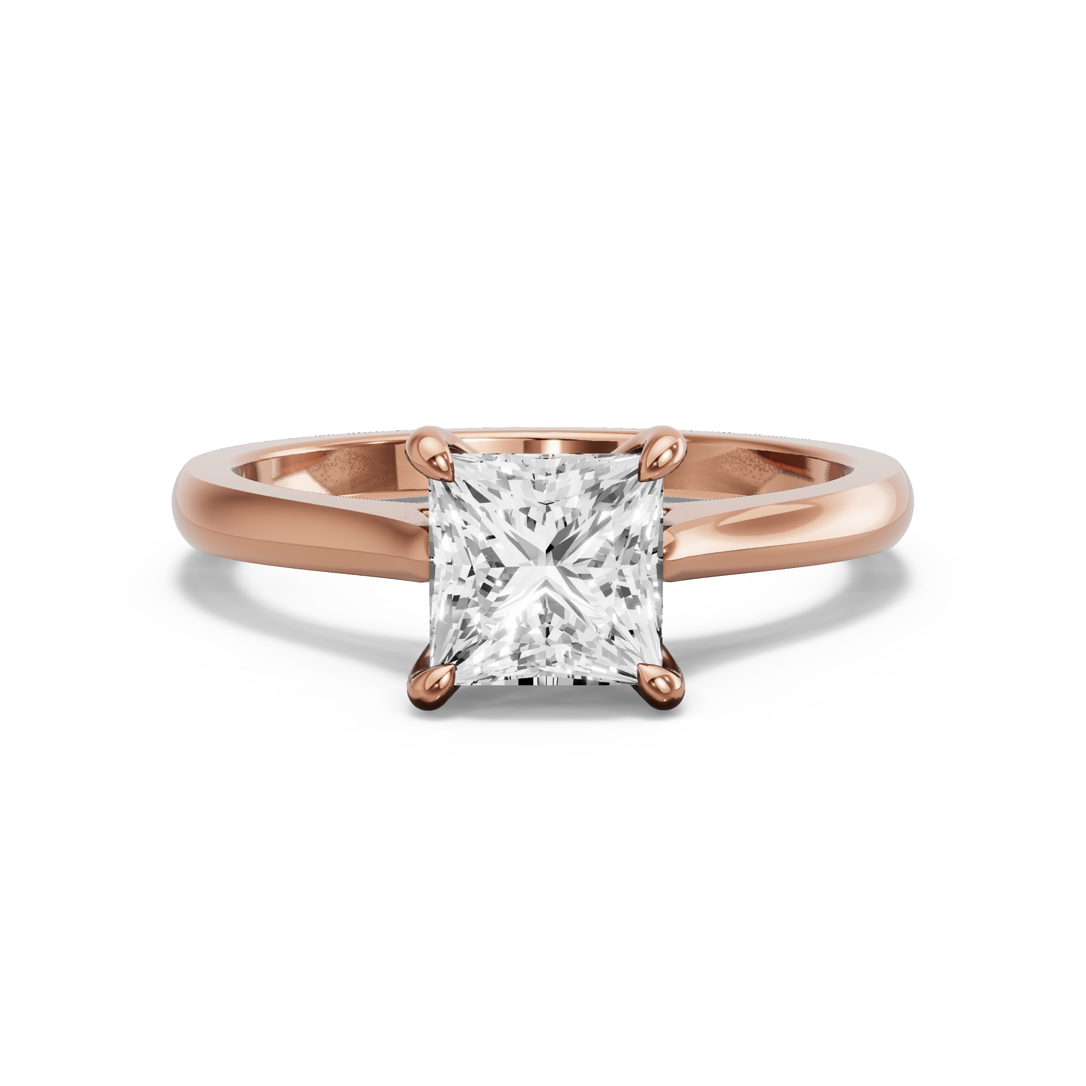 Image for Princess Four Prong Ring with Knife Edge Cathedral band in 18K Yellow Gold