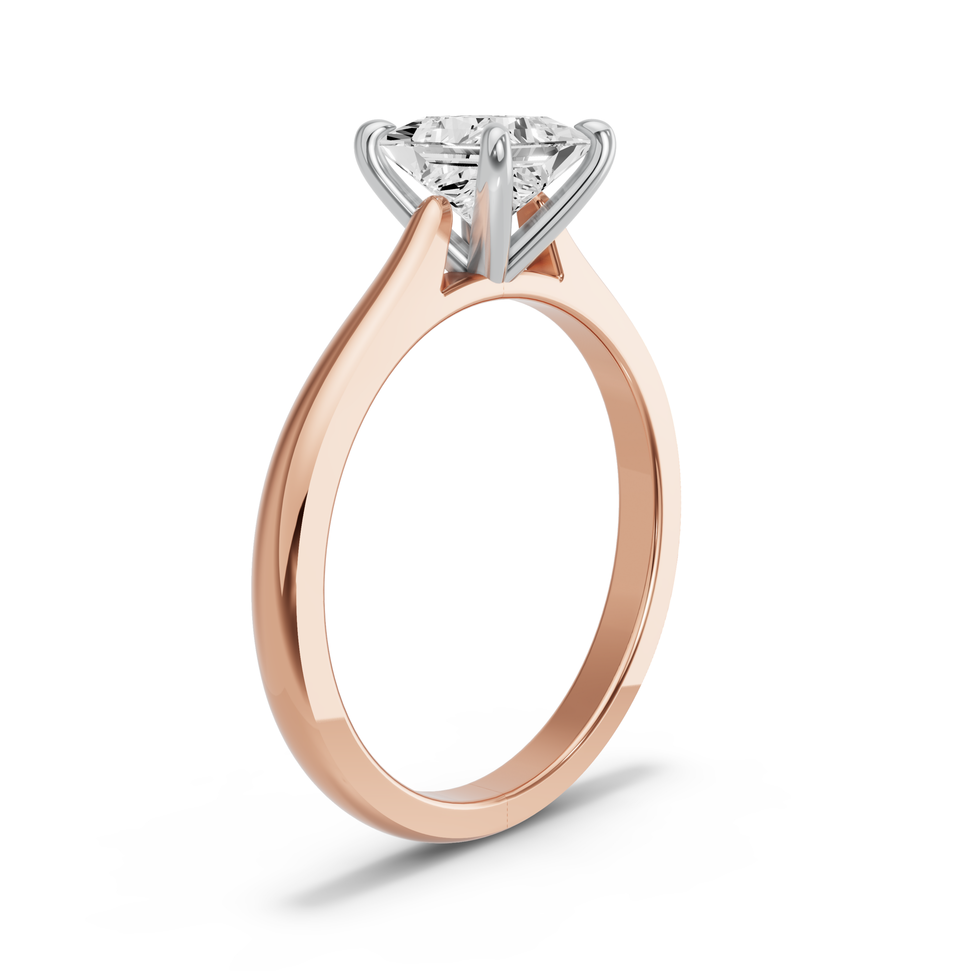 Image for Princess Four Prong Ring with Knife Edge Cathedral band in 10K Two Tone Yellow Gold