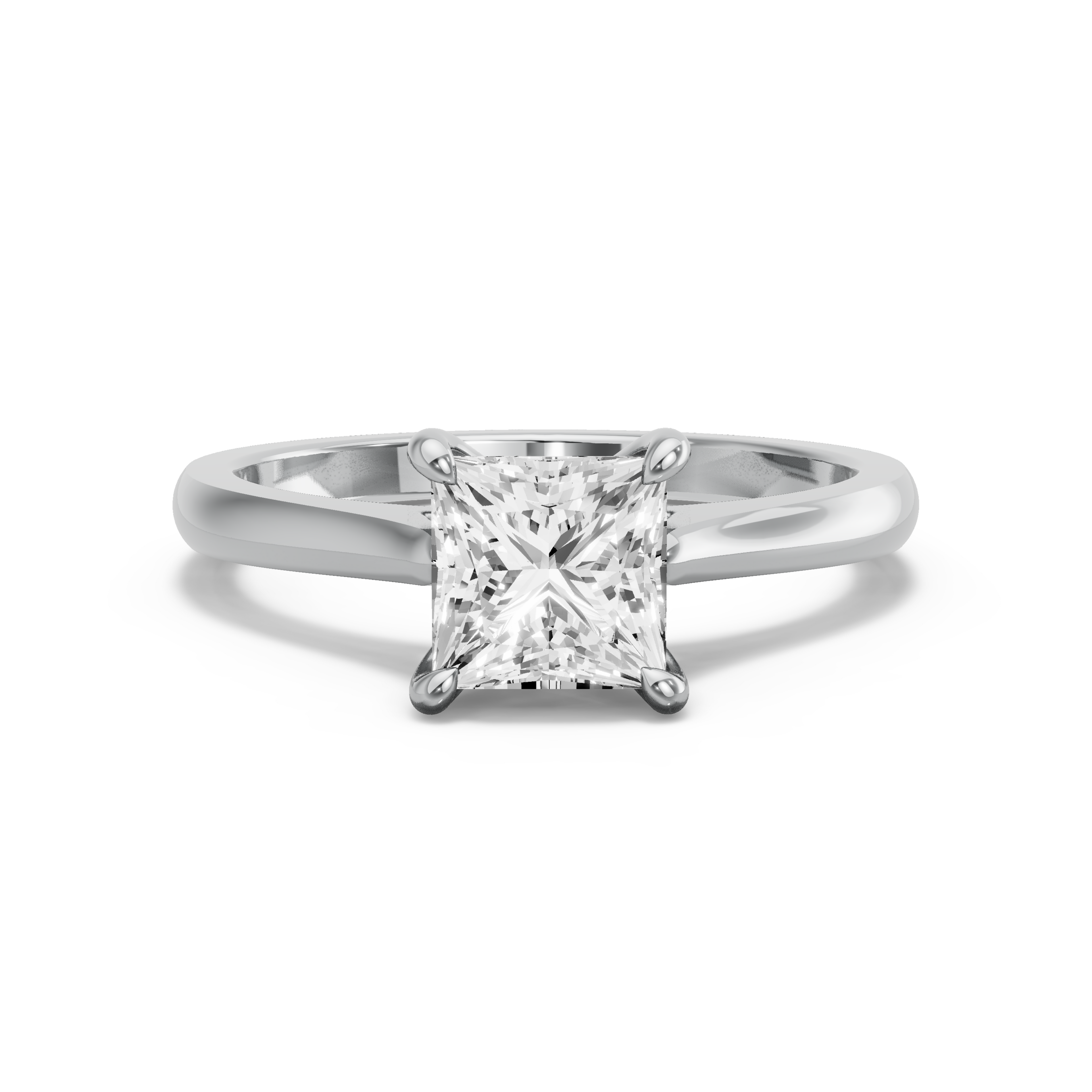 Image for Princess Four Prong Ring with French Pave band in 950 Platinum