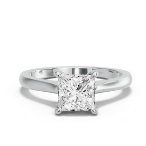 Image for Princess Four Prong Ring with Knife Edge Cathedral band