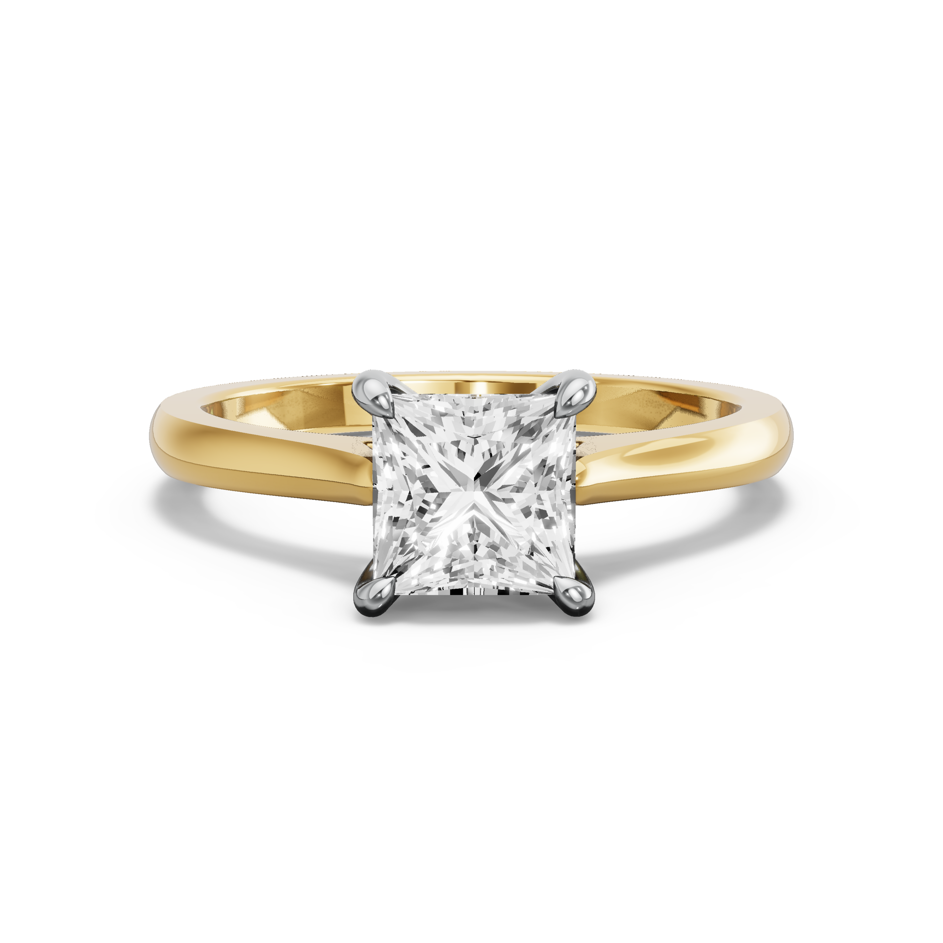 Image for Princess Four Prong Ring with Knife Edge Cathedral band in 18K Rose Gold