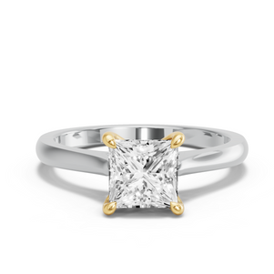 Image for Princess Four Prong Ring with Knife Edge Cathedral band