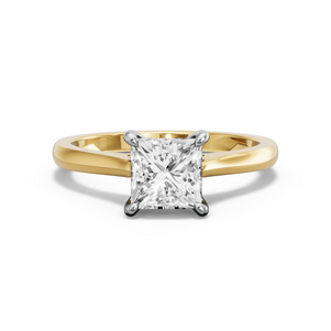 Image for Princess Four Prong Ring with Knife Edge Cathedral band